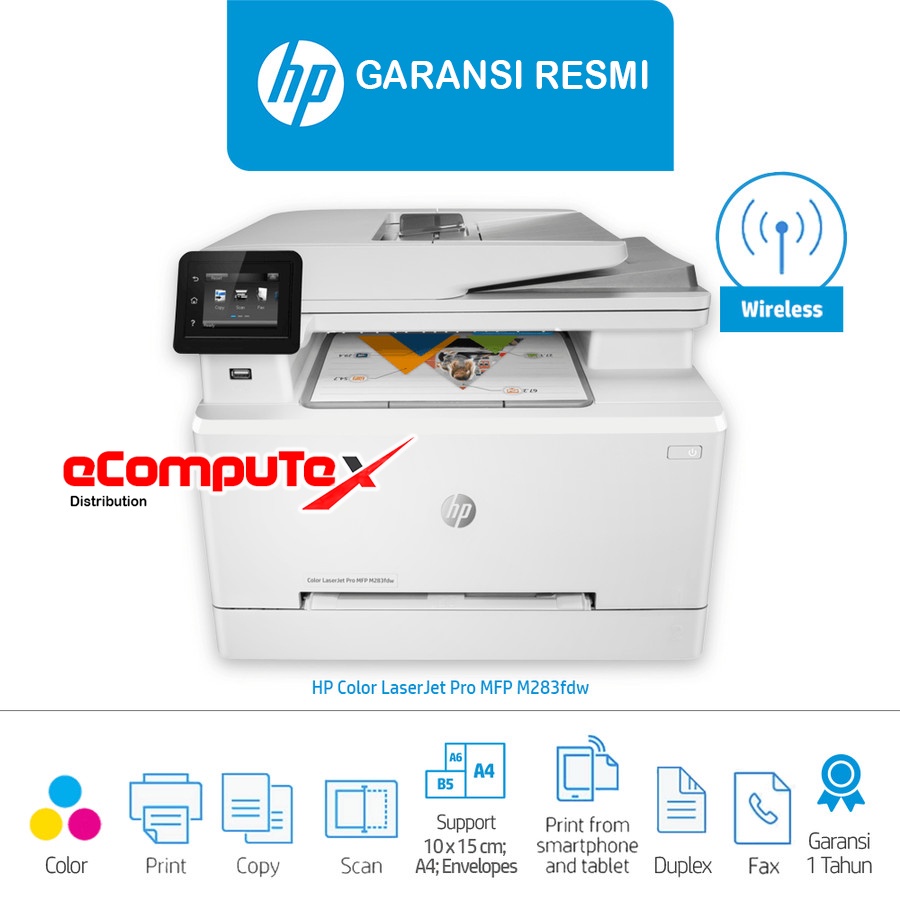 PRINTER HP LASERJET PRO   M283FDW ALL IN ONE WIRELESS    / LASER JET M 283 FDW AIO   PRINT SCAN COPY WIFI   GARANSI RESMI