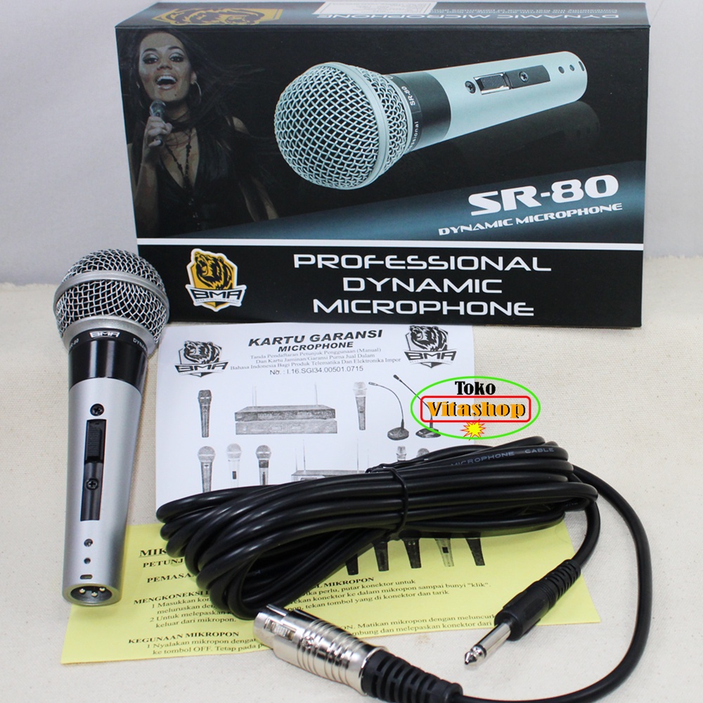 MICROPHONE BMA SR-80 MIC KABEL SUARA EMPUK MIK ASLI MIKROFON BERGARANSI