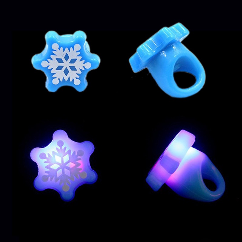 1 Pc Pack Funny Christmas Finger Ring With LED Light / Santa Snowflake Xmas Tree Luminescent Ring / Party Decoration Party Favors