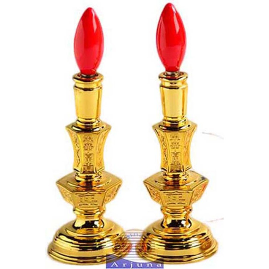 LAMPU LILIN LISTRIK SEGI ENAM WARNA MAS ROSE 22CM