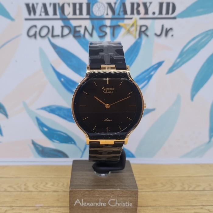 Jam Tangan Pria Alexandre Christie 8410 Original Black - Rose Gold