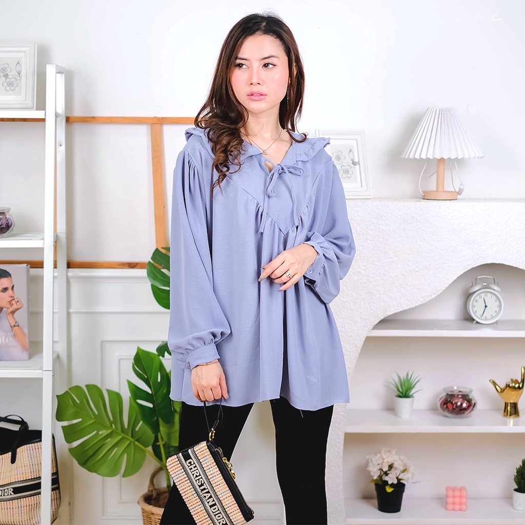 Tq88indonesia Baju Blouse Wanita Terbaru /  Lavita Blouse CRINCLE / Blus / Baju Atasan Wanita Kekinian