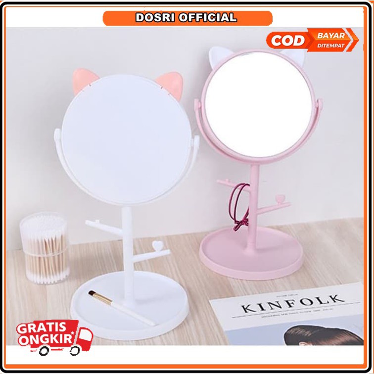 [NEW] Cermin Rias Kaca Rias Kitty Telinga Kucing Bulat Mirror Makeup Cermin Make Up