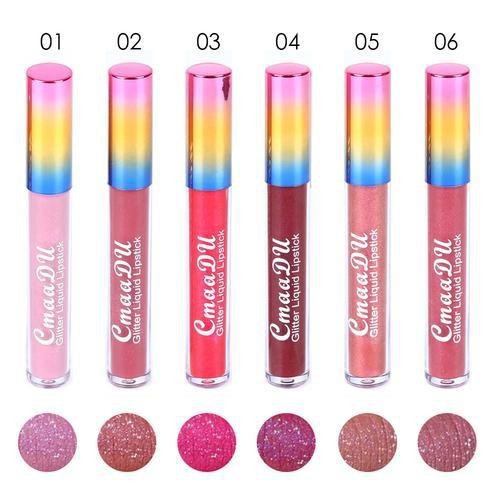 CMAADU Glitter Lipstik Tahan Air Tahan Lama Shimmer Merah Bibir Merah Muda