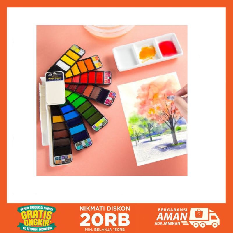 

Superior Kuas Gambar + Cat Lukis Solid Watercolor 42 Warna - XP001 - Multi-Color