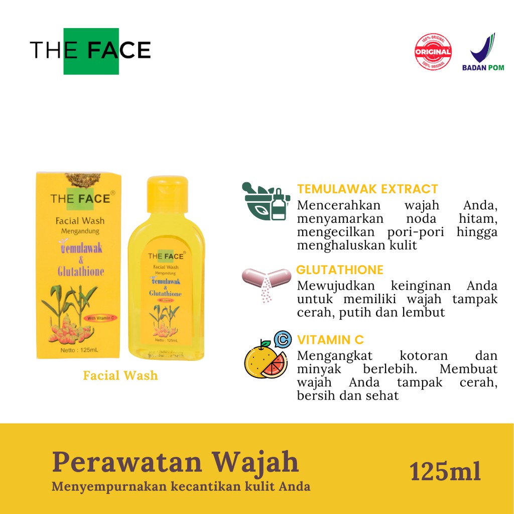 THE FACE Temulawak Facial Wash with Glutathione 125ml