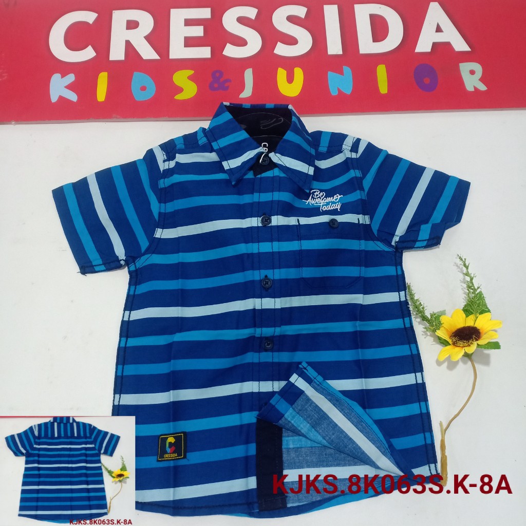 gos CRESSIDA KIDS KEMEJA Anak Slimfit Hem Atasan Lengan Pendek Anak Cowok