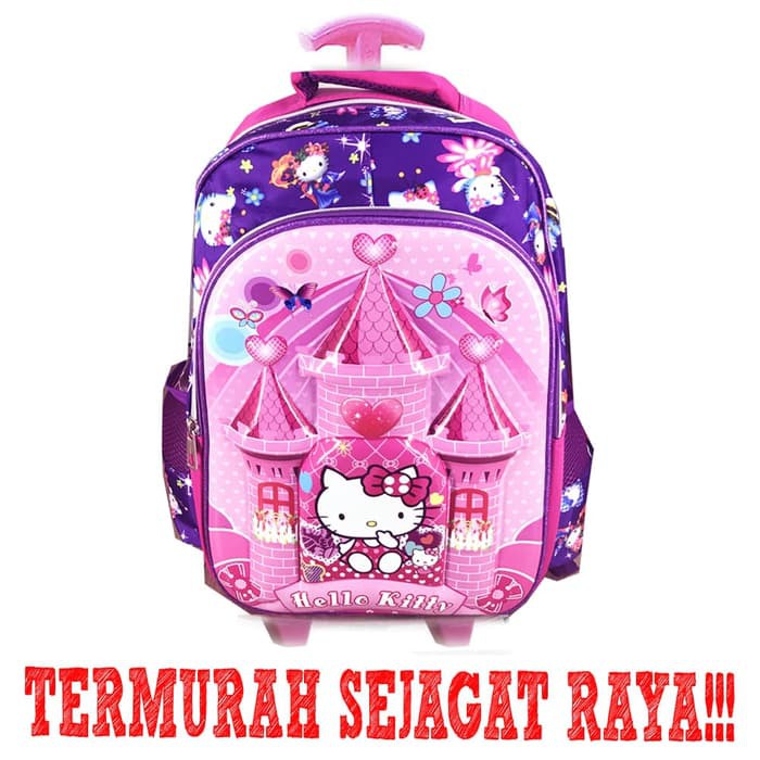 TAS ANAK IMPORT PREMIUM TROLEY SEKOLAH ANAK SD 6D IMPORT HELLO KITTY CASTLE