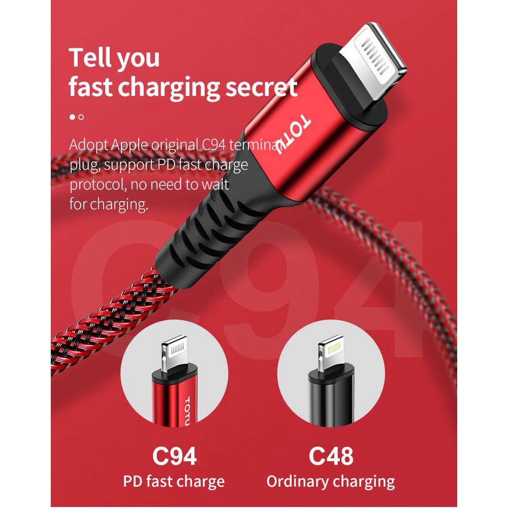 TOTU PD MFI Type C To Lightning Kabel Data PD Fast Charging iPhone