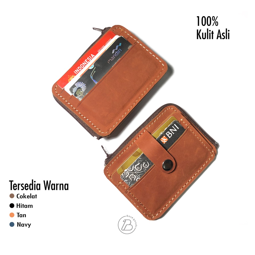 Dompet Kartu ATM Card Holder Kulit Sapi Crazyhorse Asli Pria Wanita