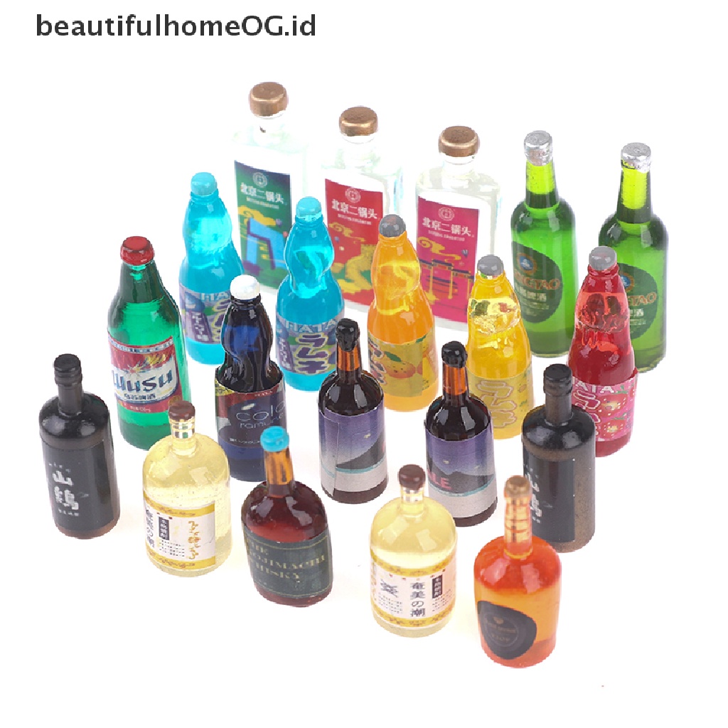 / Beautifulhomeog.id / 20Pcs / Set Mainan Miniatur Botol Minuman Skala 1: 12 Untuk Aksesoris Dapur Rumah Boneka