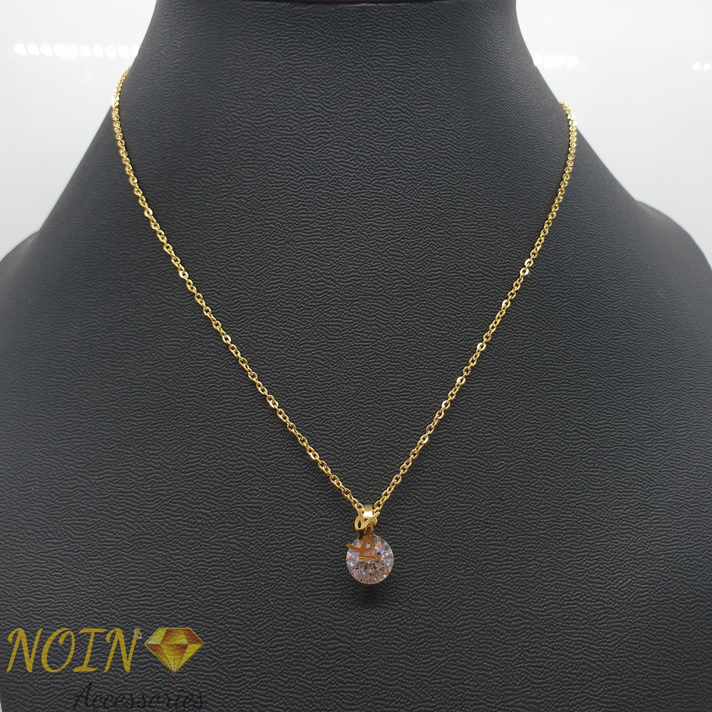 Kalung Titanium Wanita 18K model Permata Zircon Huruf - Korean Style Import KT-021