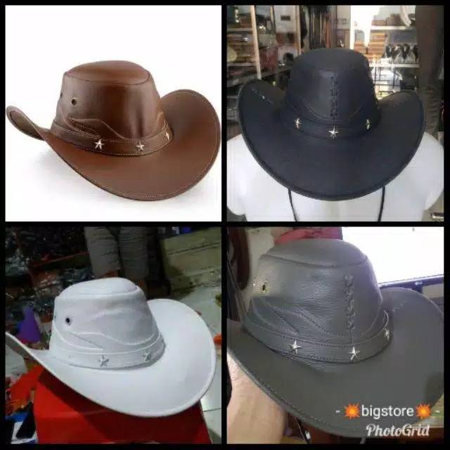 Topi cowboy koBoy koboi kulit asli  coboy koboi kulit asli Garut kualitas super harga murmer