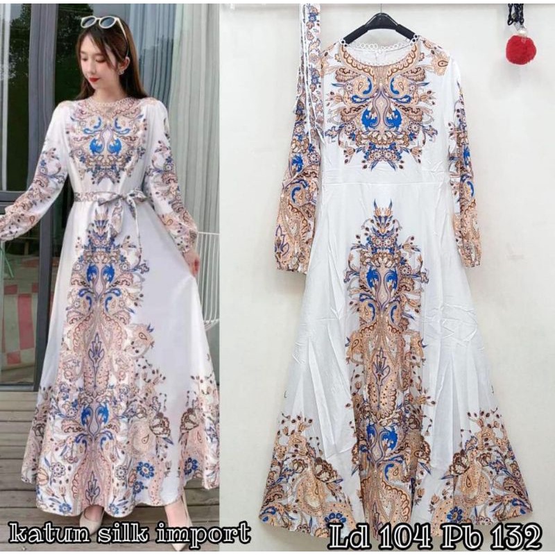 MAXY DRESS KATUN SILK IMPORT / GAMIS IMPORT PREMIUM