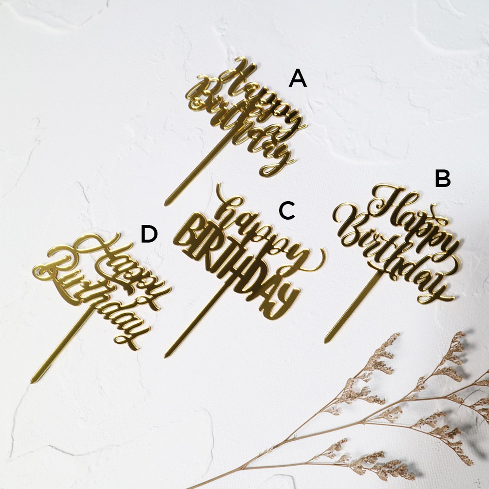 Cup Cake Topper Mini Birthday Caketopper Kue Hiasan Ulang Tahun Dekorasi Tancapan Kue Akrilik