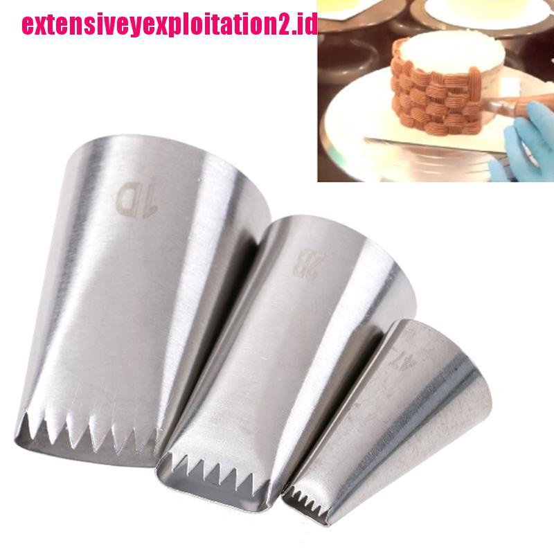 &lt; E2id &amp; &gt; 3pcs / Set Spuit Piping Icing Bahan Stainless Steel Untuk Dekorasi Kue