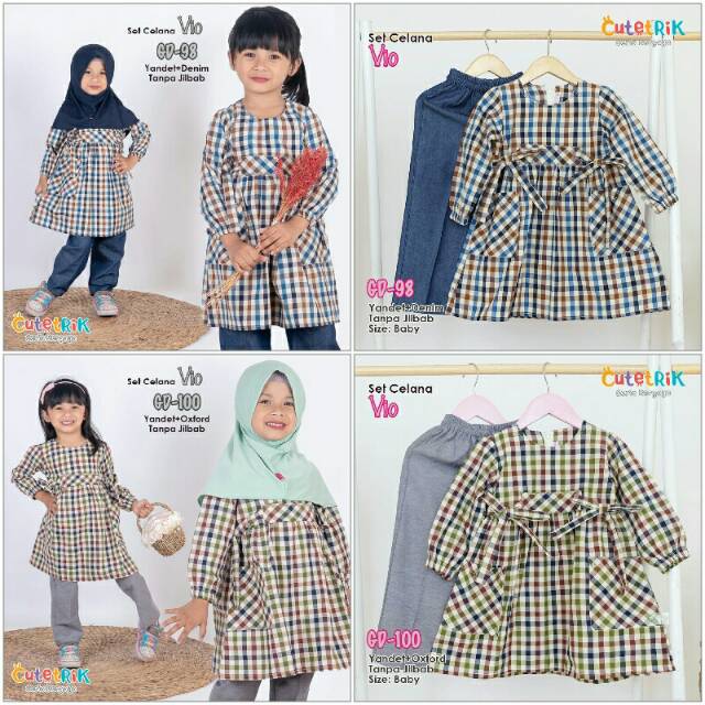 READY (1-3th) Setelan tunik celana anak motif kotak by cutetrik