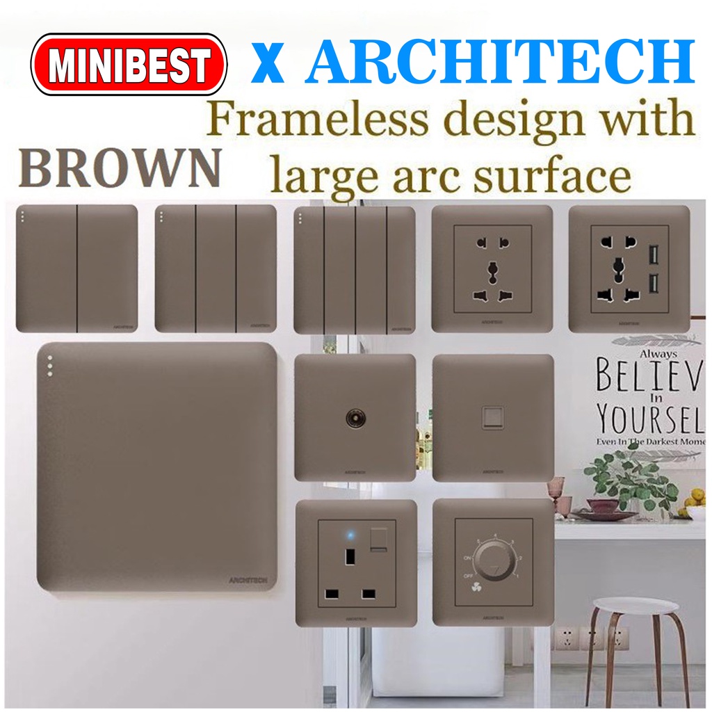 ARCHITECH STOP KONTAK SAKLAR INFINITY BROWN A63 ARCHITECH / SAKLAR RUMAH/ SAKLAR HOTEL