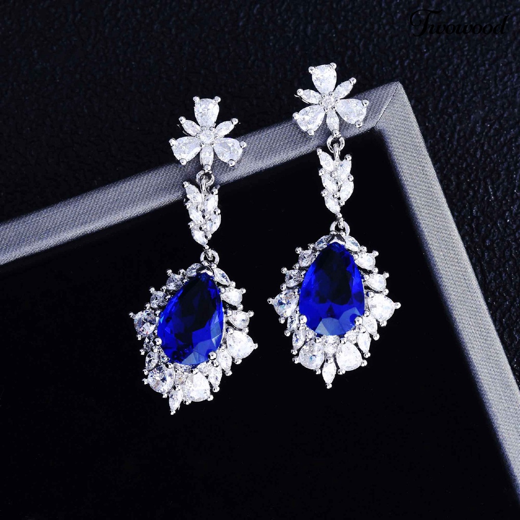 1pc Anting Liontin Bentuk Bunga Water Drop Bahan Tembaga Untuk Pesta