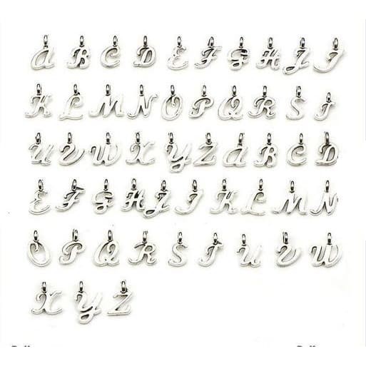 Tibetan Silver 26 Letter Charms - Charm Motif 26 Huruf (52pcs)