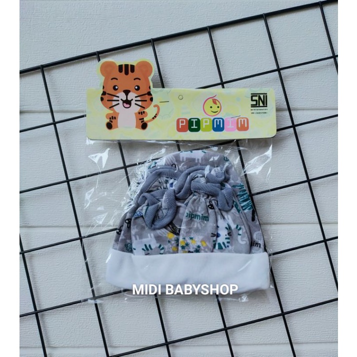 1 Set Topi dan Sarung Tangan Kaki Bayi Full Print Pip Mim SNI