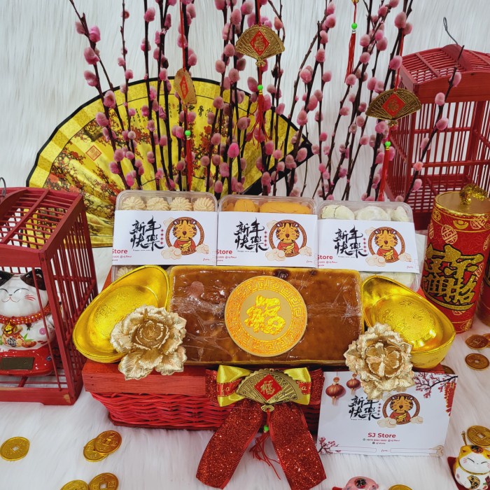 

Paket box dekorasi sakura hampers imlek cny parcel kado kue kering 118