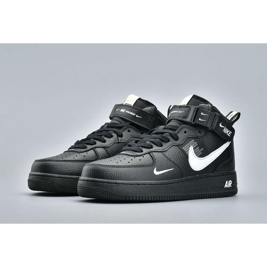 Nike Air Force 1 Lv8 Utility Mid Triple Black Perfect Kick Original Pk Limited