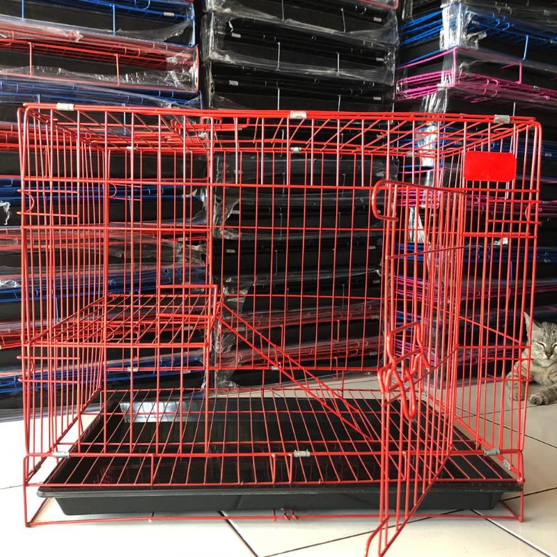 KANDANG KUCING TINGKAT 1 UKURAN 60-Merah