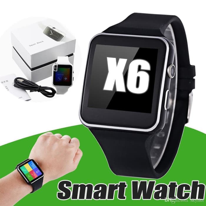 JAM PINTAR SMARTWATCH X6 ANDROIDIPHONE APPLESIMCARD