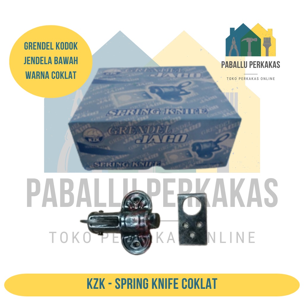 Spring Knife Grendel Kodok Coklat KZK / Gerendel Slot Jendela Bawah / Selot Jendela