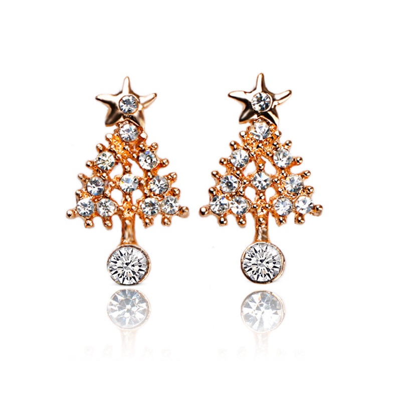 Anting Dangle Desain Kartun Snowman Snowflake Pohon Natal