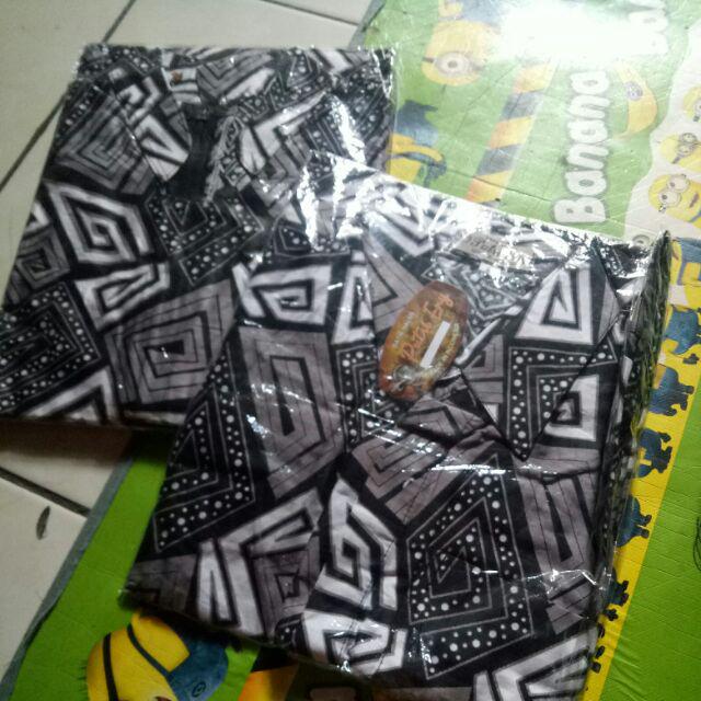 Tunic Batik Cantik Modern Tunik Serut Mozaik Mono Monokrom Monochrome Seragam Kantor Kerja
