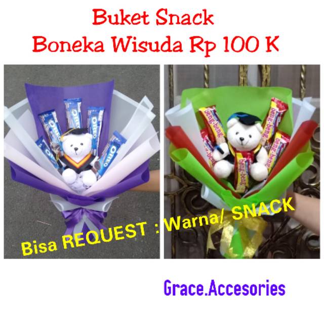 Buket bucket snack coklat boneka wisuda murah graduation hadiah kado wisuda graduation gift