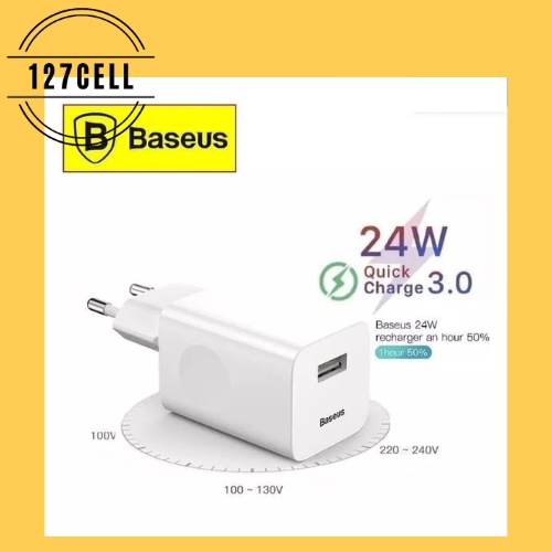 KEPALA CHARGER BASEUS FAST CHARGING   24W QUICK CHARGE QC 3.0 CHARGING ADAPTOR QUALCOM