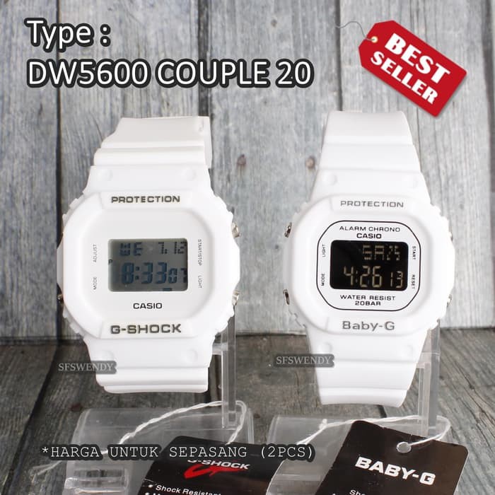 Jam tangan Couple G Shock DW-5600 Full putih White digital skmei murah