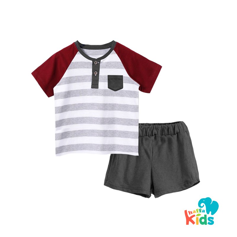 Setelan Kaos Anak Laki-laki Kancing usia 1-6 Tahun
