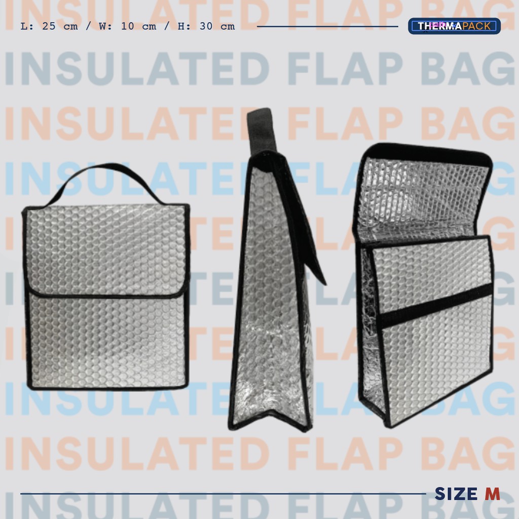 ThermaPack Insulated Flap Bag | Thermal Aluminium Tas Cooler - Size M (2 Pc)