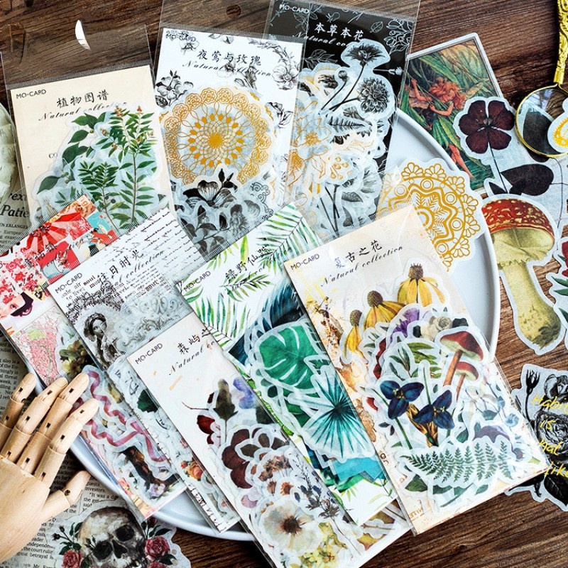 60pcs Stiker Motif Tanaman Alami 8 Model Untuk Dekorasi Albumscrapbook DIY