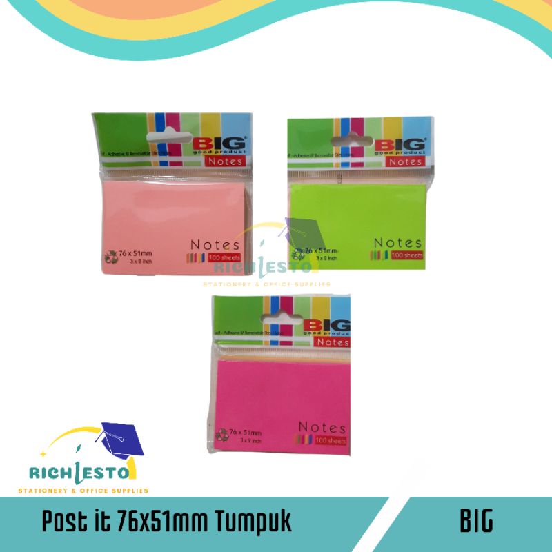

BIG Post It Sticky Note 76x51mm/Pembatas Kertas/Kertas Memo/Lucu