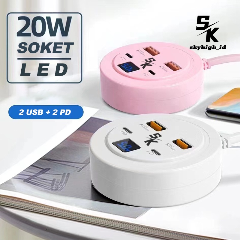 【4008】[GROSIR/COD]Skyhigh MARCARON STOP KONTAK / STOP KONTAK USB / COLOKAN SEGI ENAM / 4LUBANG 1.8METER / SOKET 2 USB 2 PD / STEKER TARDE