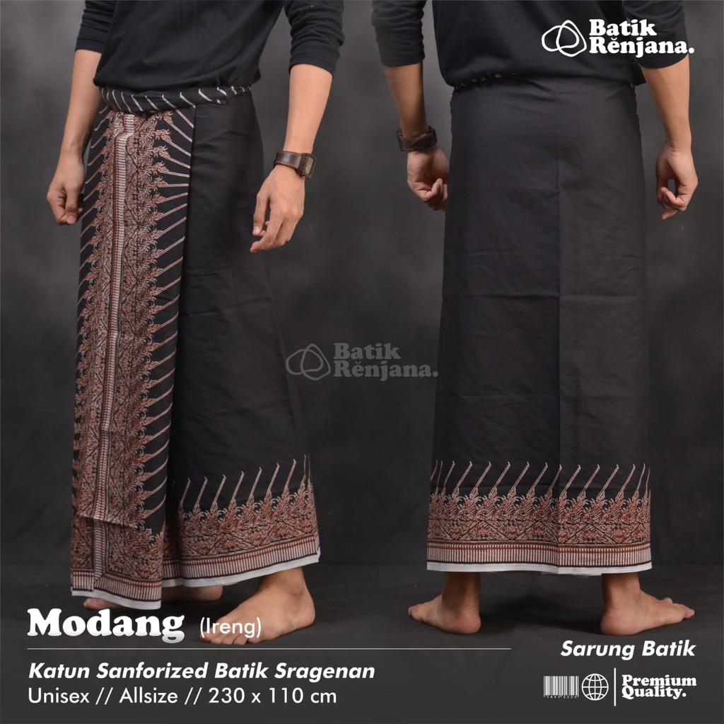 MODANG IRENG Sarung Batik Pria Cowok Dewasa Premium Motif Batik Lebaran Asli Solo ALL Size RENJANA