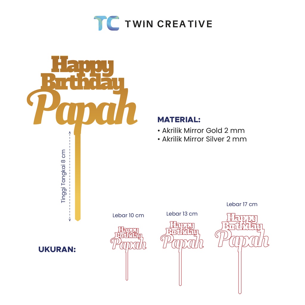 Custom Hiasan Kue Happy Birthday Daddy Tusukan Kue Roti Akrilik - Cake Topper CTG.11