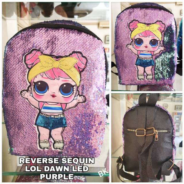 TAS SEQUIN LAMPU LED MOTIF UNICORN LOL / RANSEL LOL ANAK / TAS SEQUIN BERUBAH WARNA LOL UNICORN