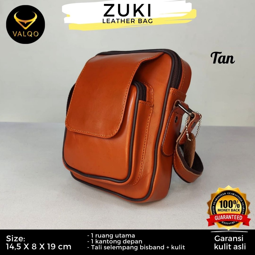 [VALQO] Tas ZUKI Kulit Sapi Tas Kamera Selempang Slingbag Kecil Mini Pria Wanita