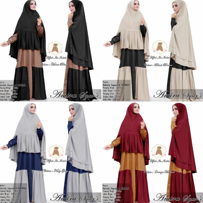 TERPOPULAR SETELAN HIJAB SYARI GAMIS DRESS JUMBO BERGO KHIMAR AMIRA SET | JILBAB SYARI MURAH