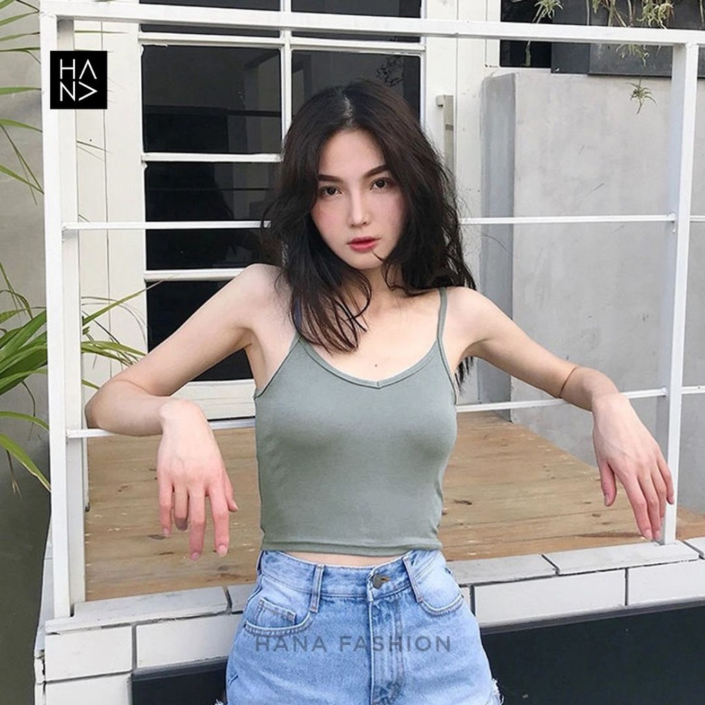 HanaFashion JKT - Aurora Basic Tank Top Crop Wanita - TT035-Light Grey