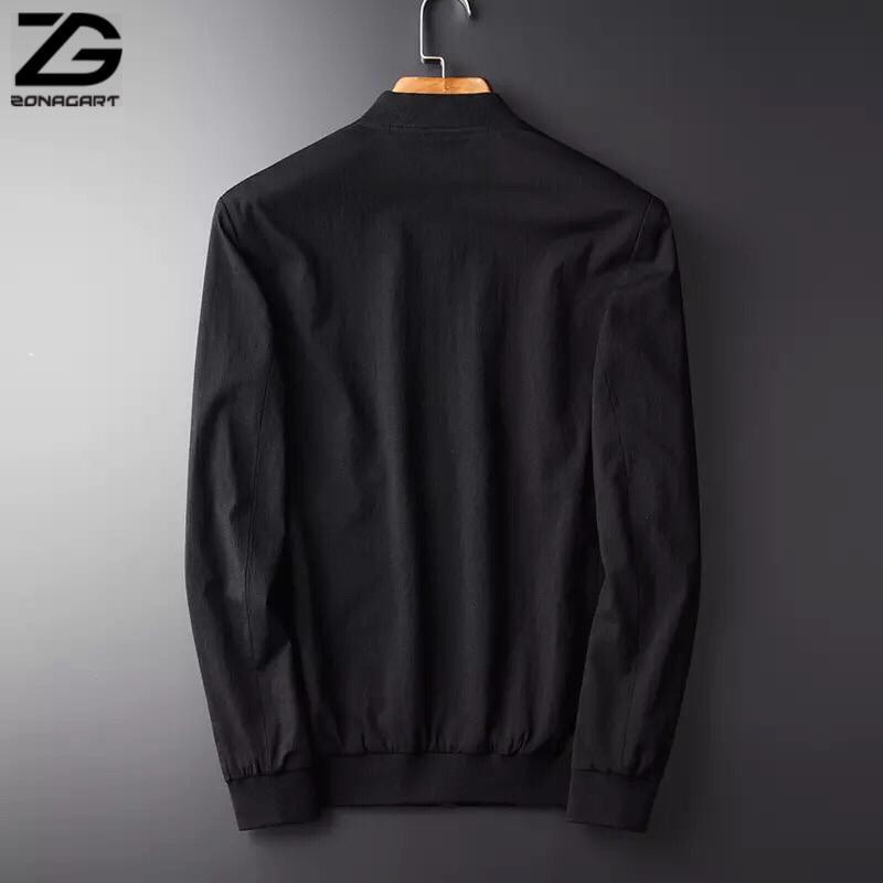 Zonagart Jaket Pria Berkualitas Kasual Hitam Slim fit Fashion