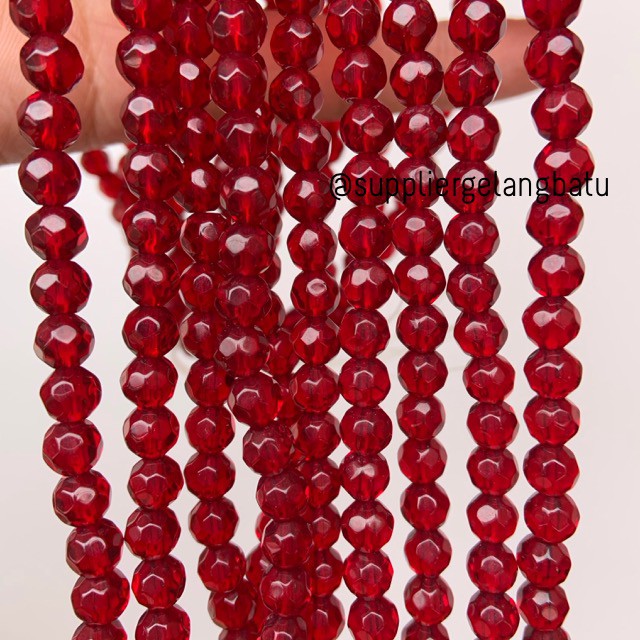 kristal bola dunia cutting 6mm red quartz Merah kuarsa ceko bulat bead aksesoris fashion online