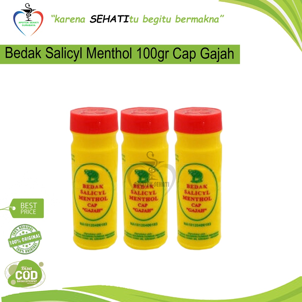 Bedak Gajah Salicyl / Salisil Mentol - Kulit Biang Keringat - Menthol