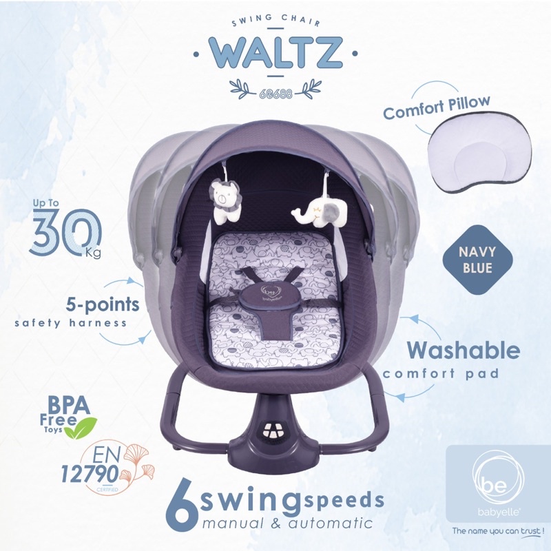 Makassar - Babyelle Waltz Swing / Babyelle BE 1203 Swing Cozy / Ayunan Bayi Elektrik Features / OTOMATIS Bouncer Swing